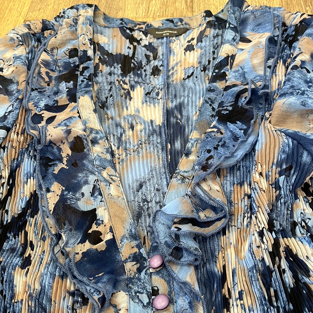 🟤 Multicolored asymmetrical blouse with buttoned details & blouses sleeve length - Picture 5 of 5